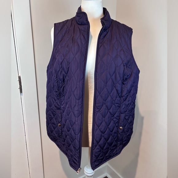 Croft & Barrow Women’s Quilted Puffer Vest 2X Purple Zip Front Pockets - Picture 1 of 14